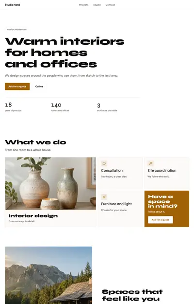 A site generated for Studio Nord, Business websites