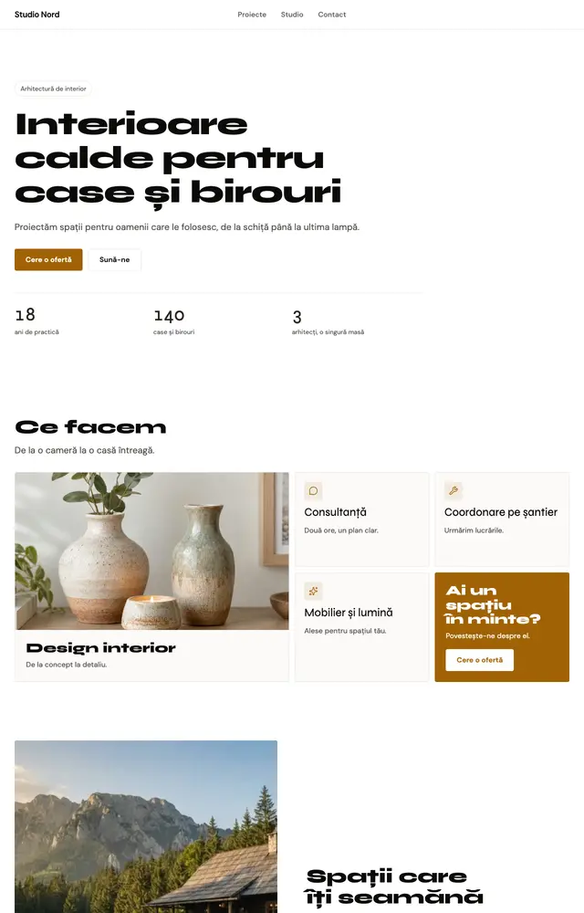 Site generat pentru Studio Nord, Site-uri pentru afaceri