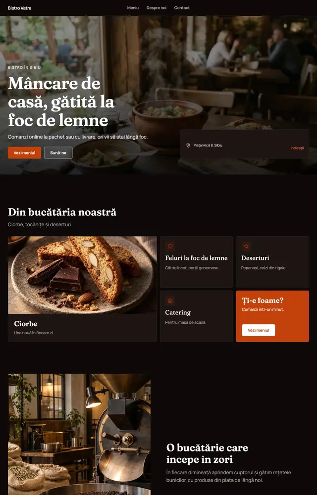 Site generat pentru Bistro Vatra, Restaurante