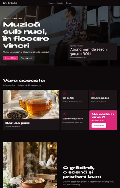 Site generat pentru Serile din Grădină, Evenimente