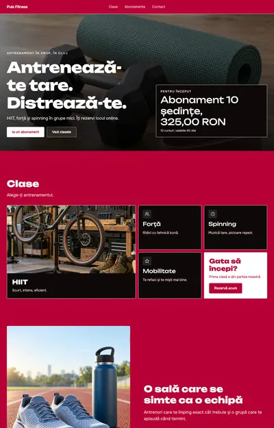 Site generat pentru Puls Fitness, Cursuri și clase