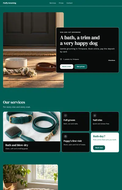 A site generated for Fluffy Grooming, Salons and barbers
