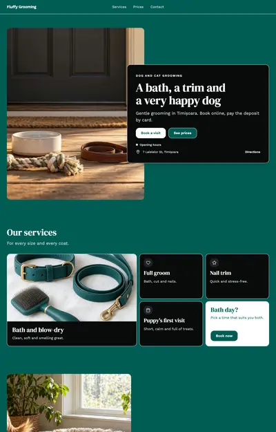 A site generated for Fluffy Grooming, Salons and barbers