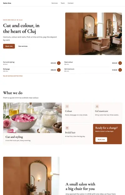 A site generated for Salon Ana, Salons and barbers