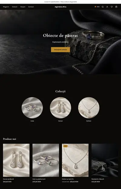 Site generat pentru Argintăria Mira, Magazine online