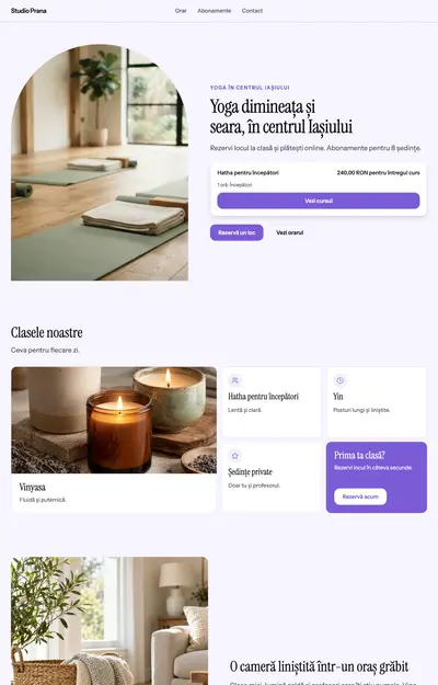 Site generat pentru Studio Prana, Cursuri și clase